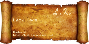 Lack Kada névjegykártya